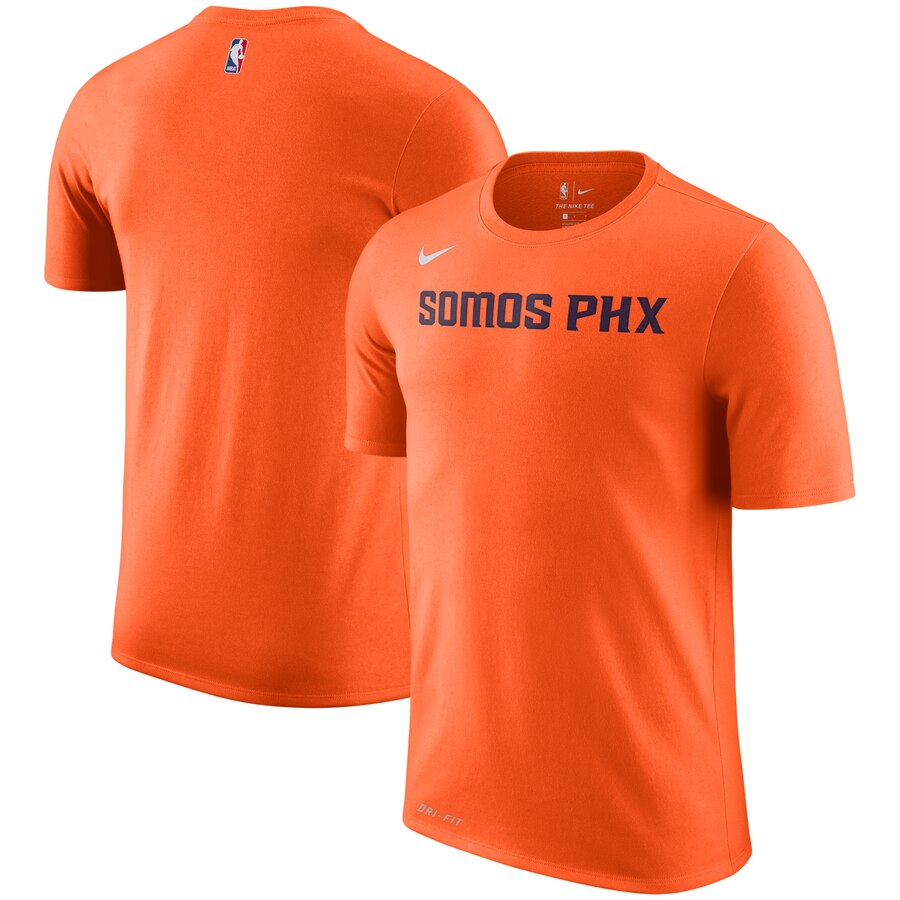 Men 2020 NBA Nike Phoenix Suns Orange City Edition Performance Cotton Essential TShirt->nba t-shirts->Sports Accessory